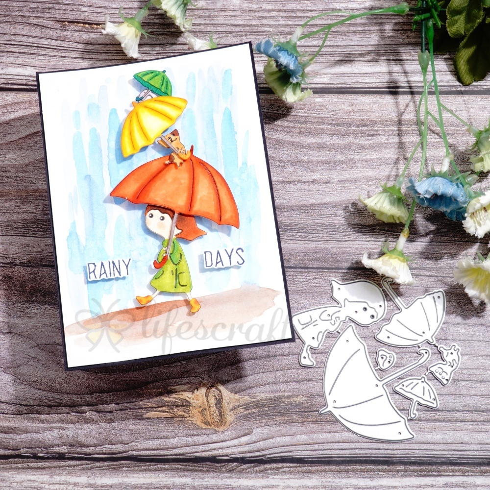 Lifescraft Little Girl Walking in the Rain Metal Cutting Dies