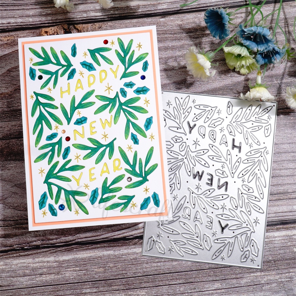 Lifescraft Happy New Year Leaves Metal Cutting Dies