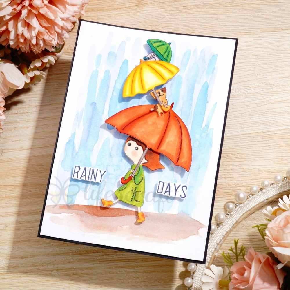 Lifescraft Little Girl Walking in the Rain Metal Cutting Dies