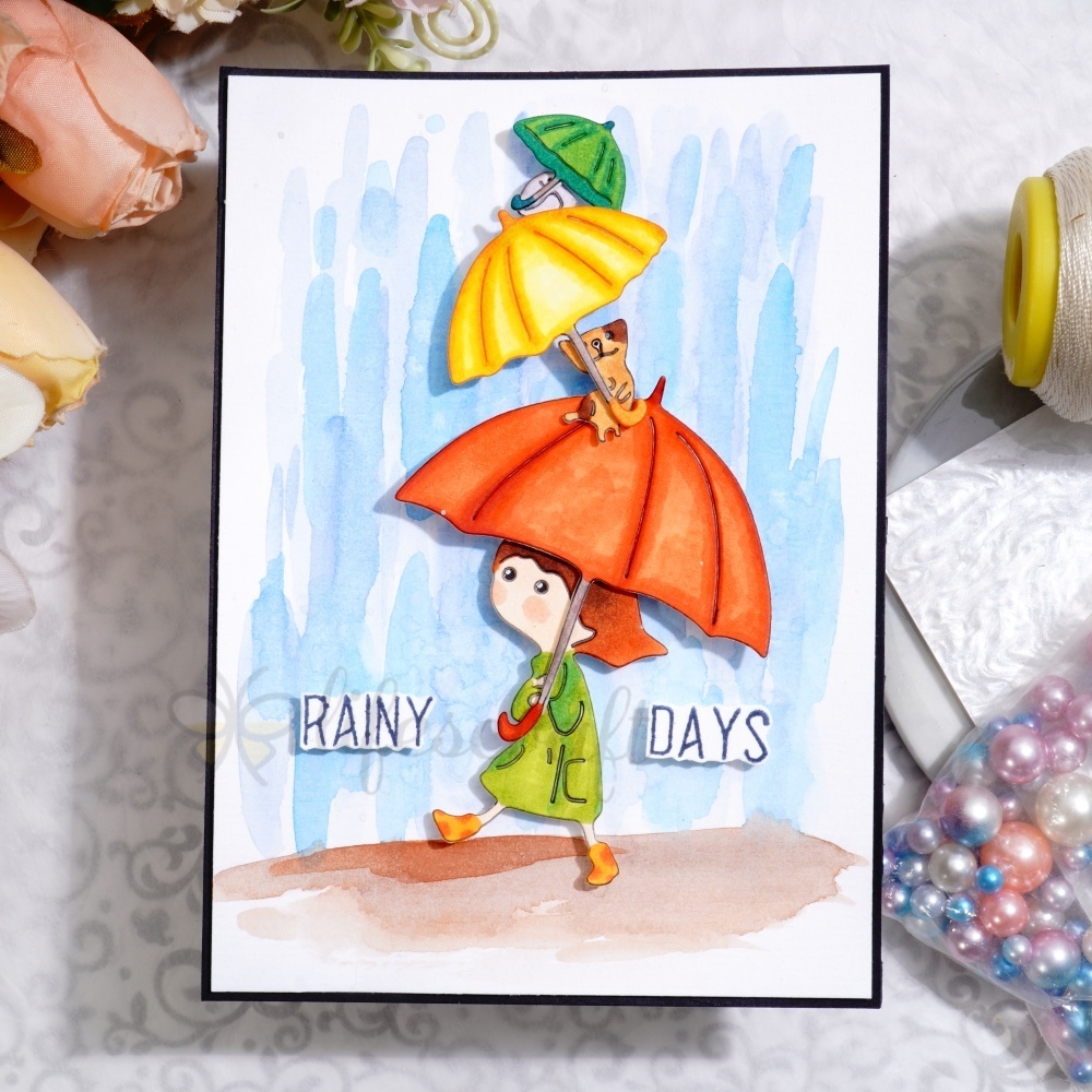 Lifescraft Little Girl Walking in the Rain Metal Cutting Dies