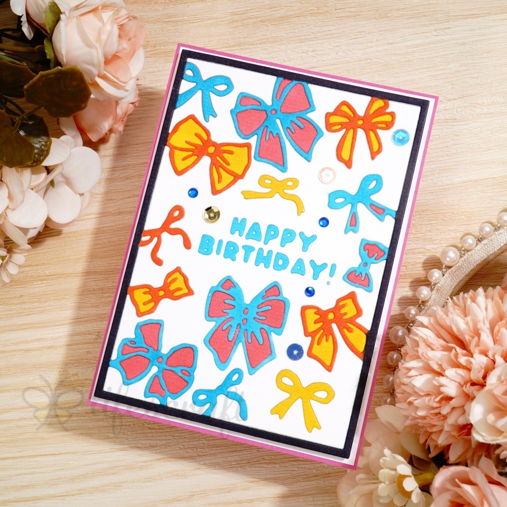 Lifescraft Happy Birthday Bow Background Metal Cutting Dies