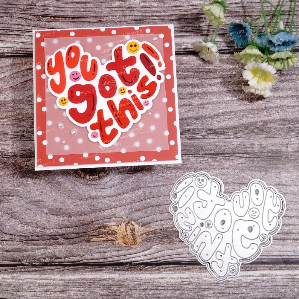 Lifescraft You Got This Word Heart Shape Background Board Metal Cutting Dies