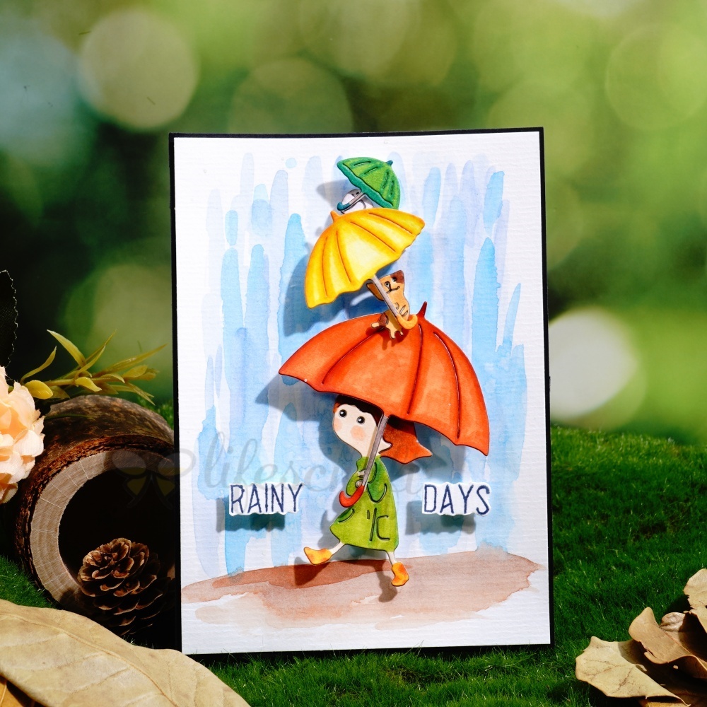 Lifescraft Little Girl Walking in the Rain Metal Cutting Dies