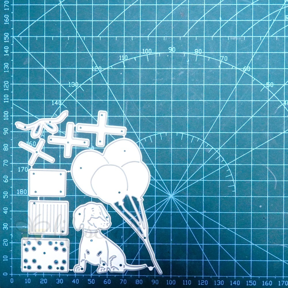 Lifescraft Birthday Gift Box, Balloons and Puppy Metal Cutting Dies