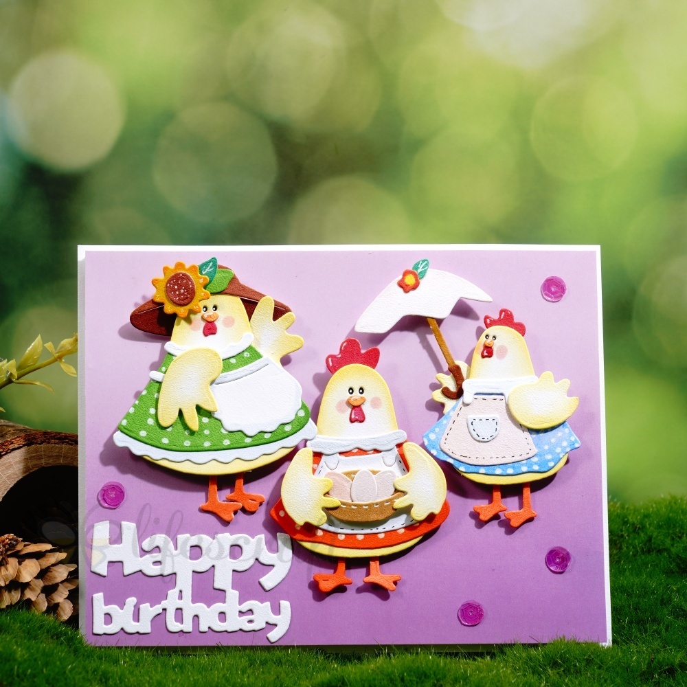 Lifescraft Hens Dancing for Birthday Metal Cutting Dies