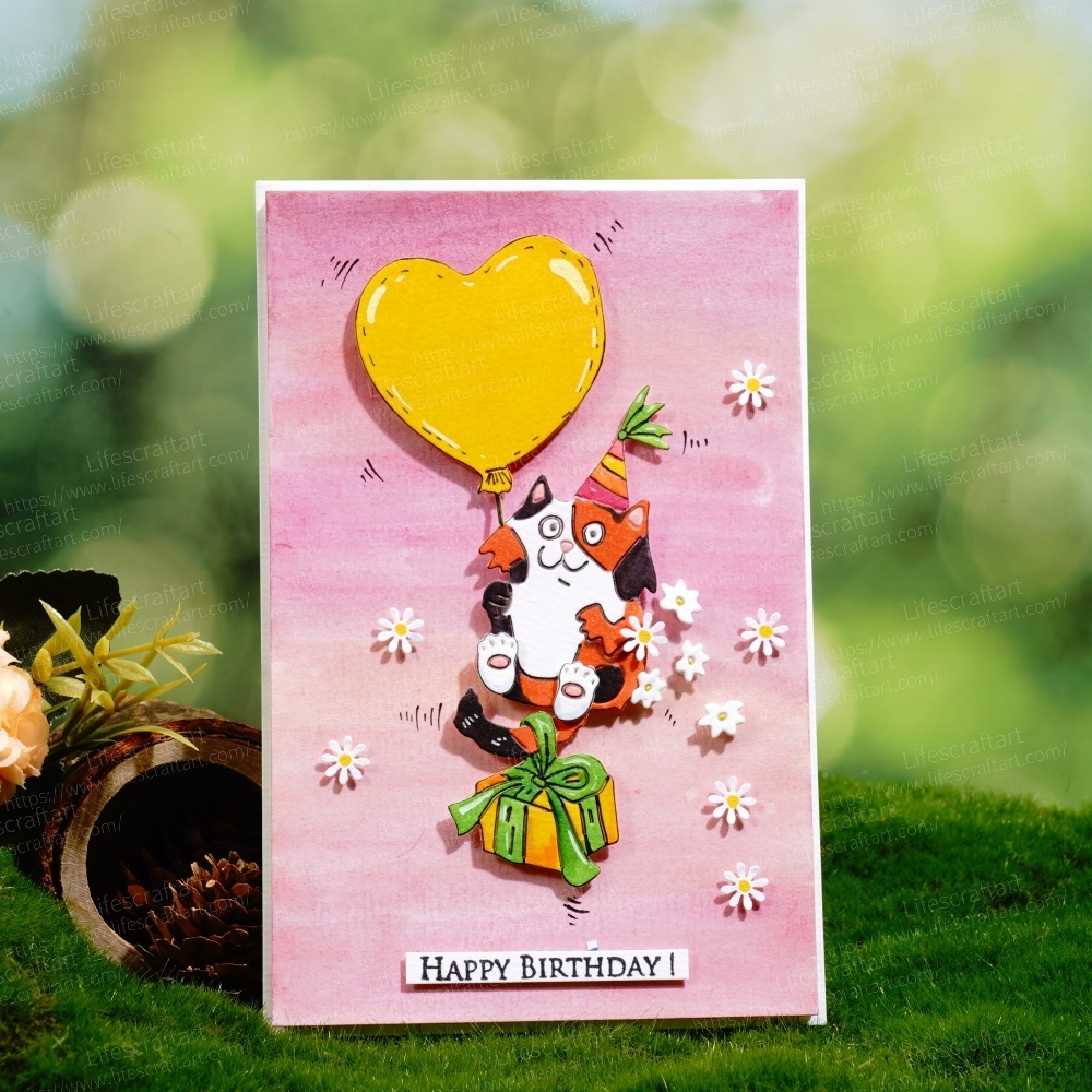 Lifescraft Cat Catch the Heart Balloon Metal Cutting Dies