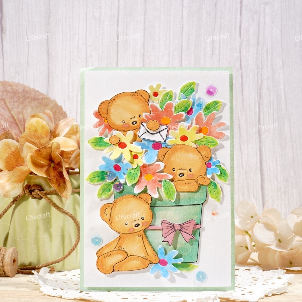 Lifescraft Bear in the Flowerpot Metal Cutting Dies