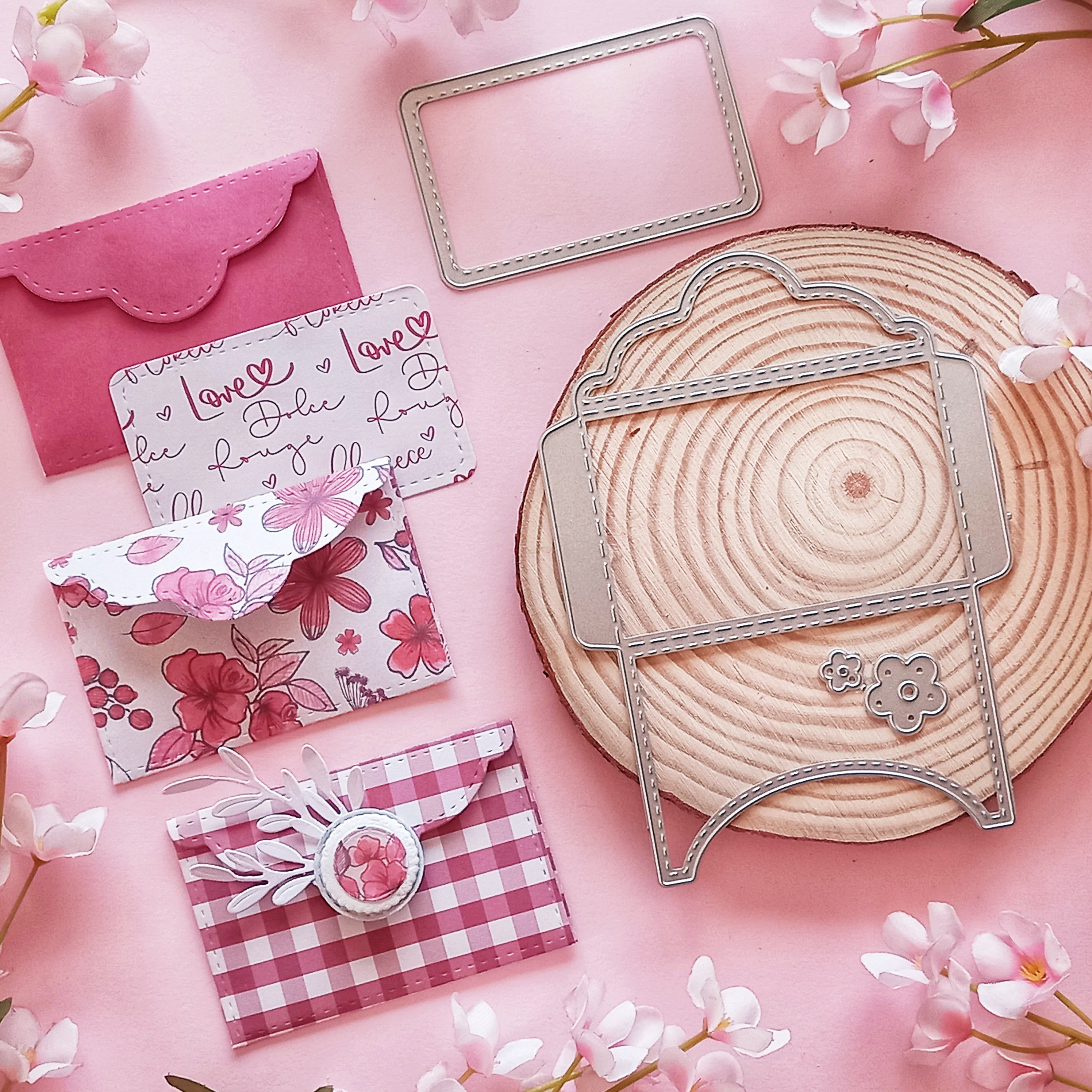 Floral Stitched Foldable Envelope Dies