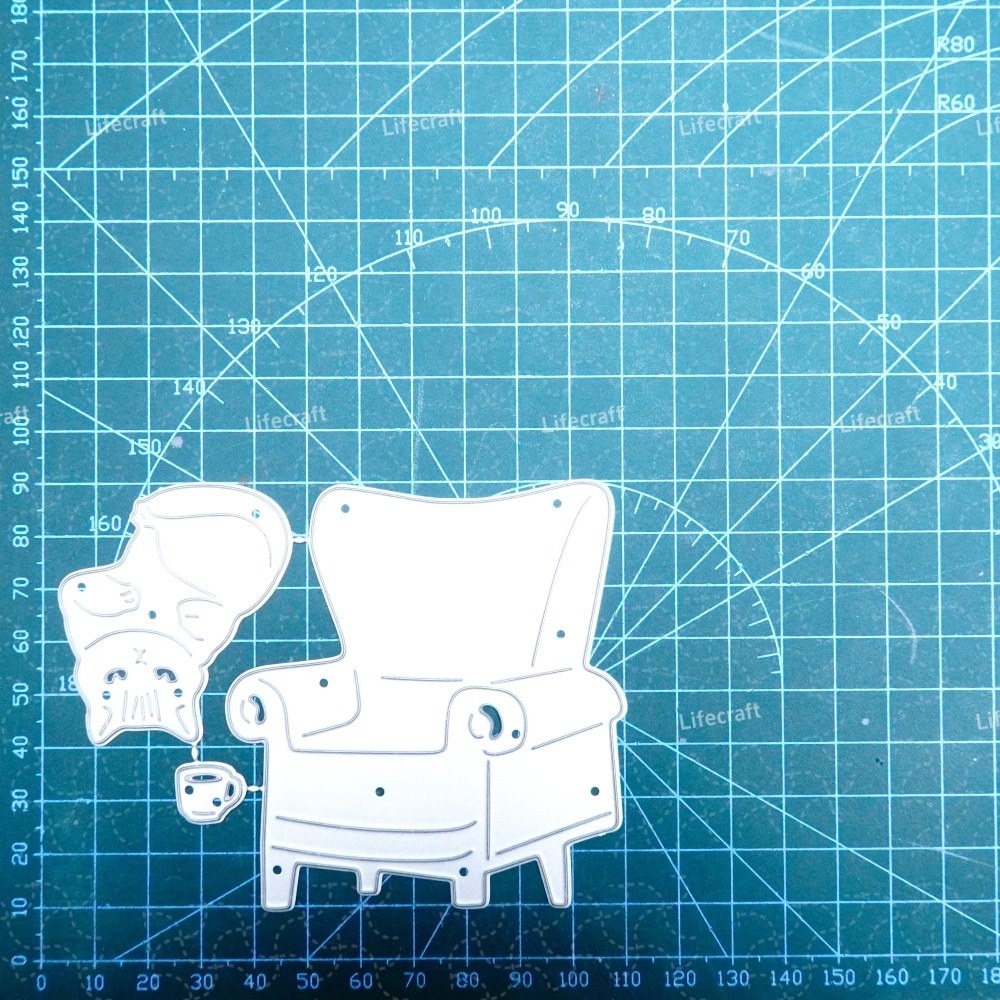 Lifescraft Cat Drinking Coffee on the Sofa Metal Cutting Dies