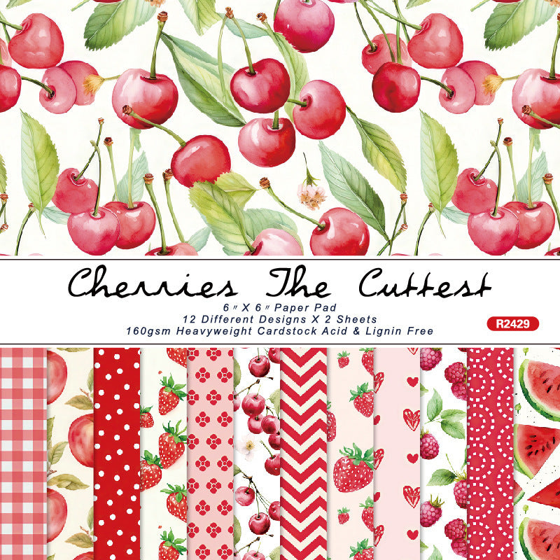 24PCS 6" Cherries the Cuffest Scrapbook & Cardstock Paper
