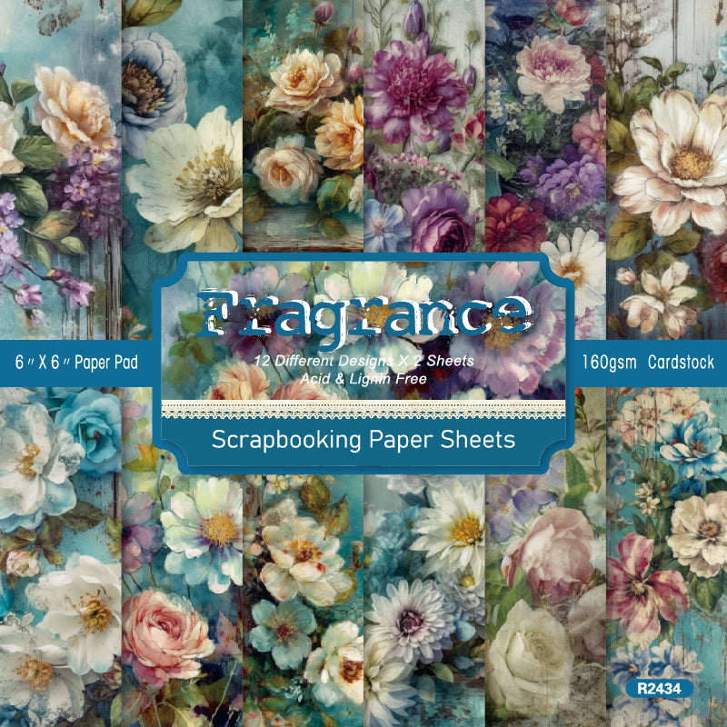 24PCS 6" Fragrance Theme Scrapbook & Cardstock Paper