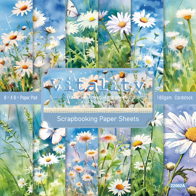 24PCS 6" Vitality Scrapbook & Cardstock Paper