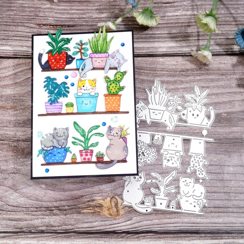 Lifescraft Potted Plants and Cats Metal Cutting Dies