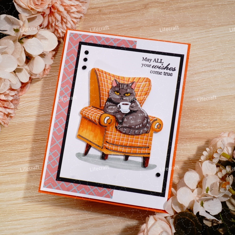 Lifescraft Cat Drinking Coffee on the Sofa Metal Cutting Dies