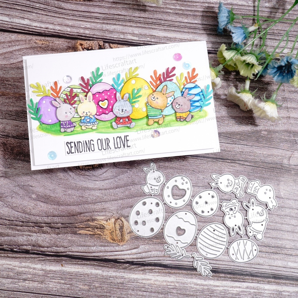 Lifescraft Bunnies Play the Eggs Metal Cutting Dies
