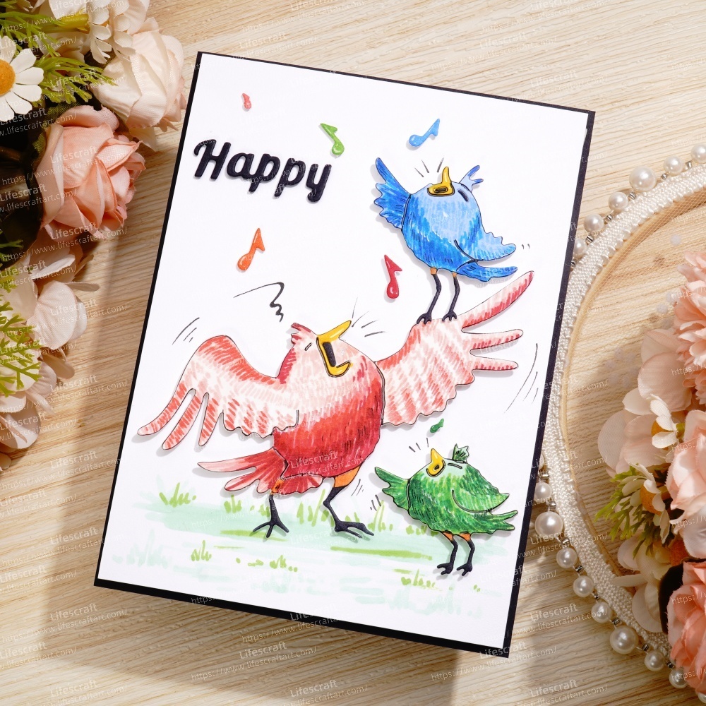 Lifescraft Mother Bird and Her Babies Singing Metal Cutting Dies