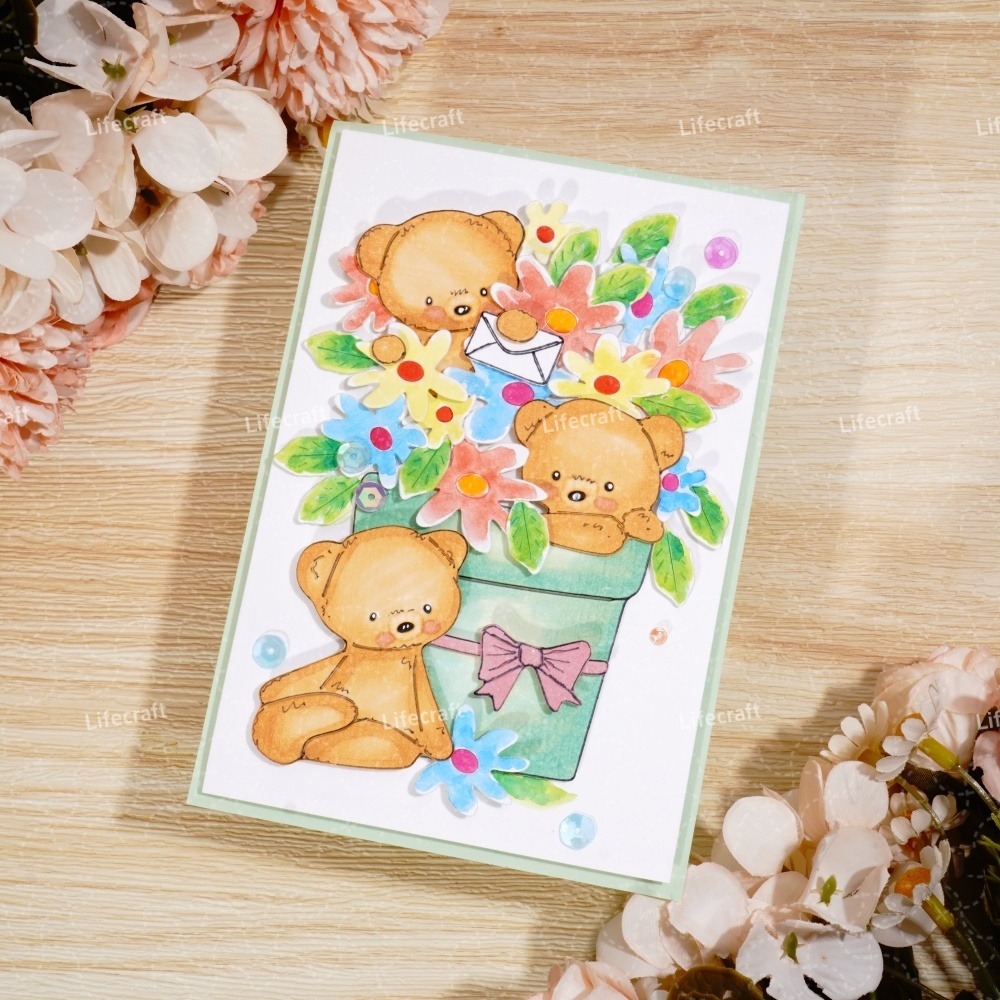 Lifescraft Bear in the Flowerpot Metal Cutting Dies