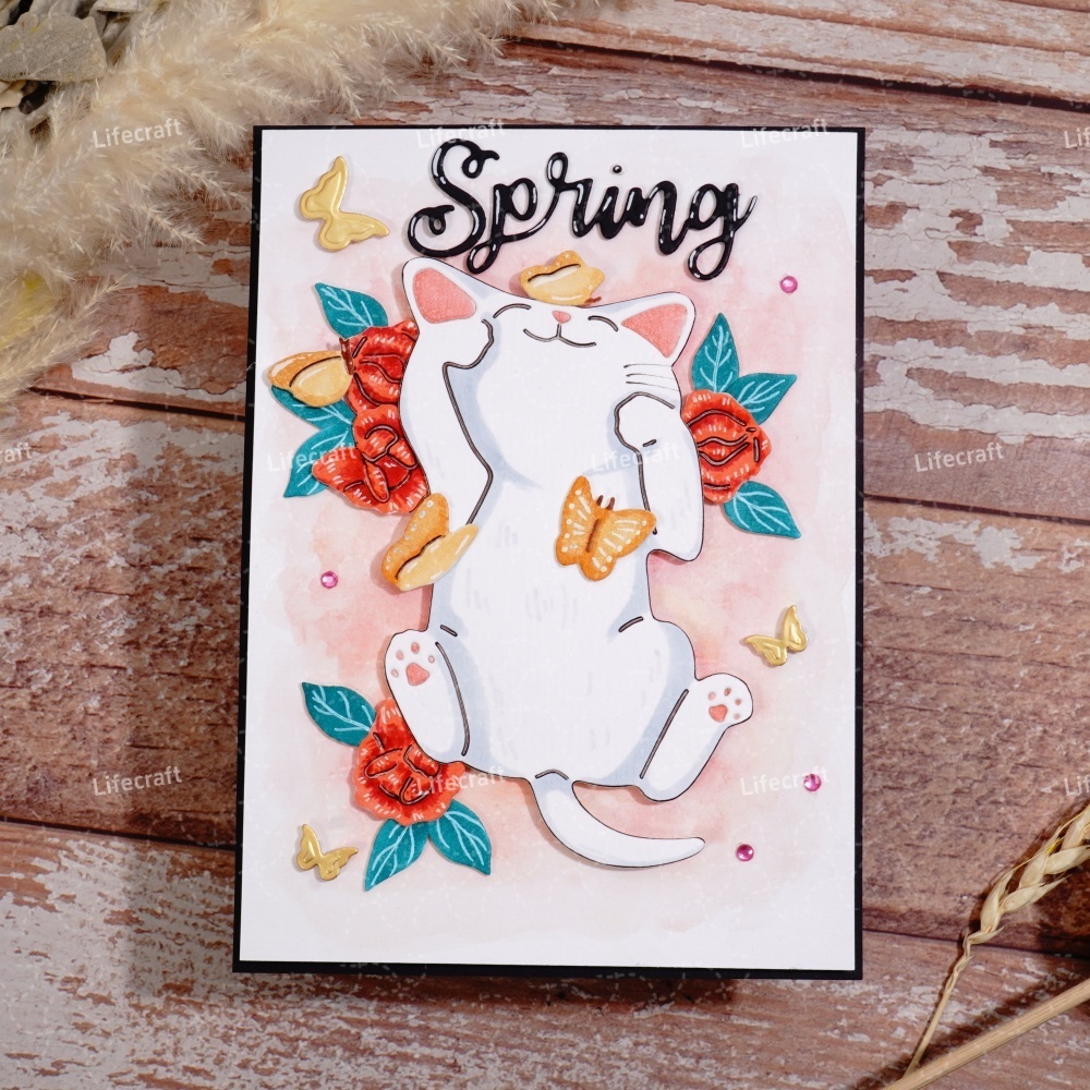Lifescraft Cute Kitten and Butterfly Metal Cutting Dies