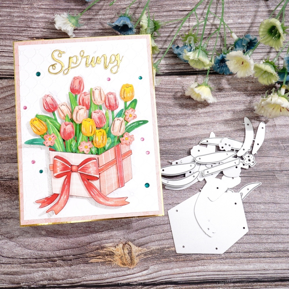 Lifescraft Spring Tulip Gift Box Metal Cutting Dies