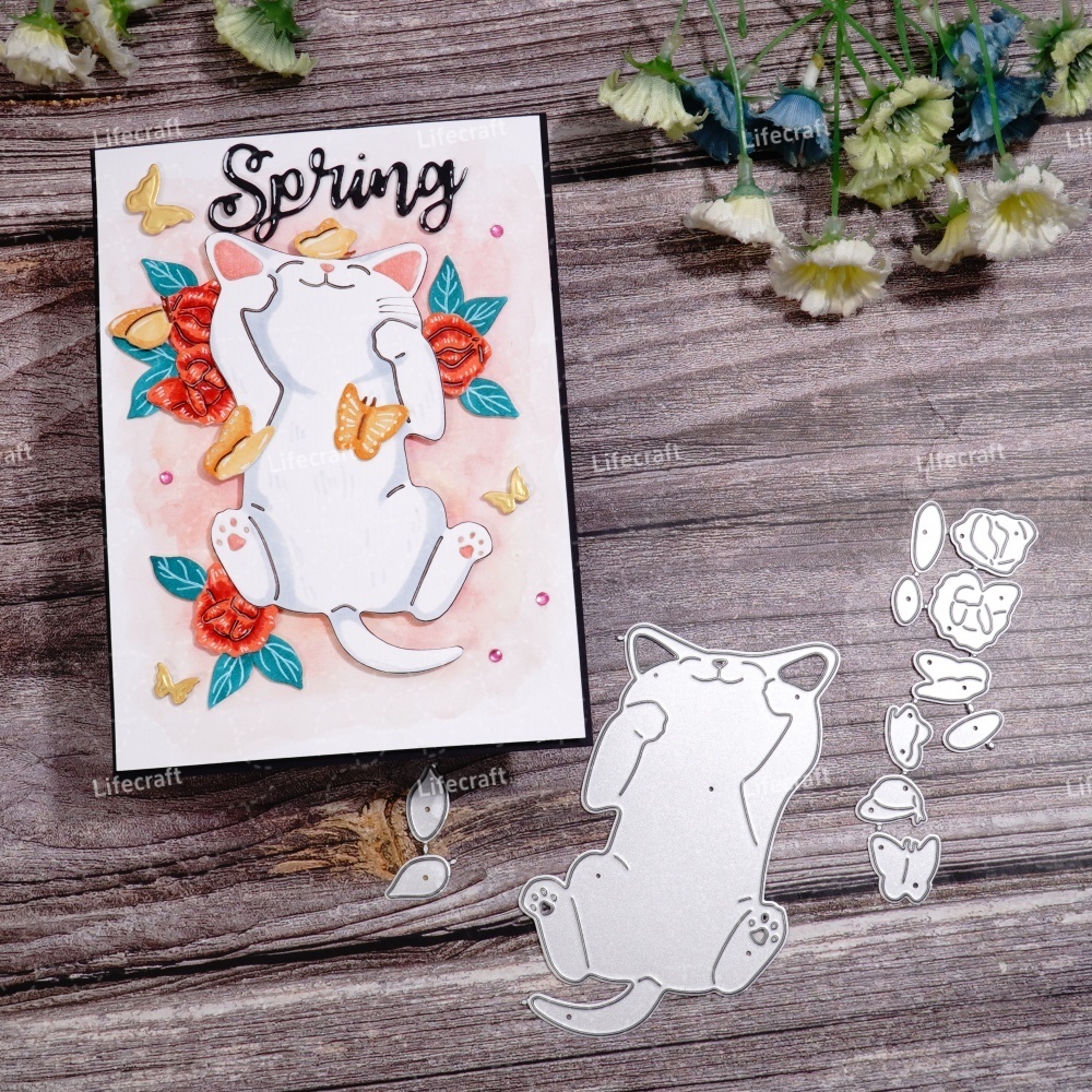 Lifescraft Cute Kitten and Butterfly Metal Cutting Dies