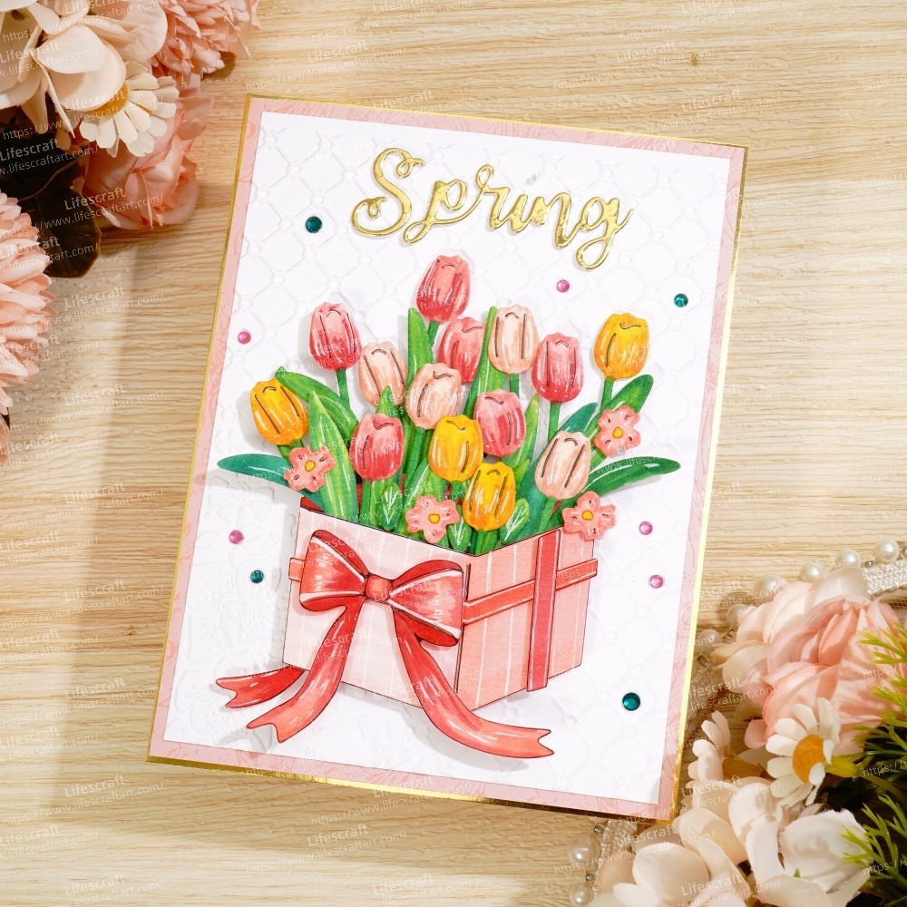 Lifescraft Spring Tulip Gift Box Metal Cutting Dies