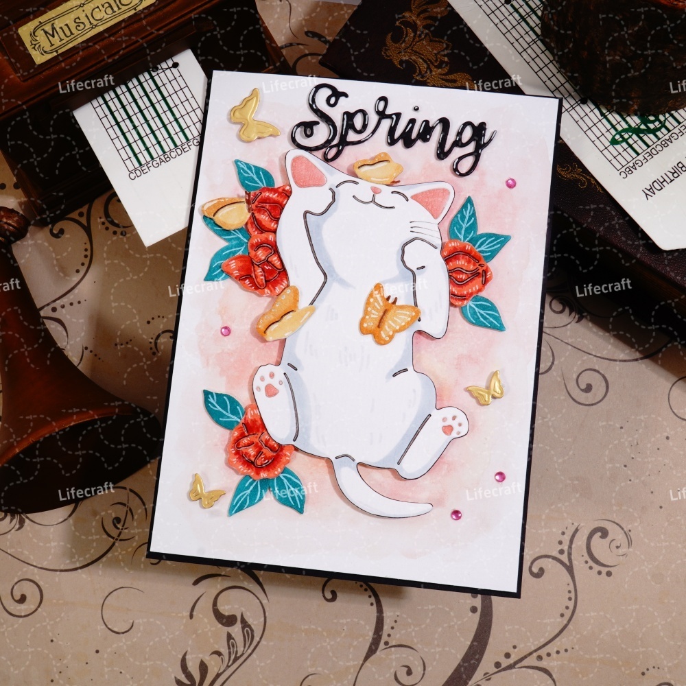 Lifescraft Cute Kitten and Butterfly Metal Cutting Dies