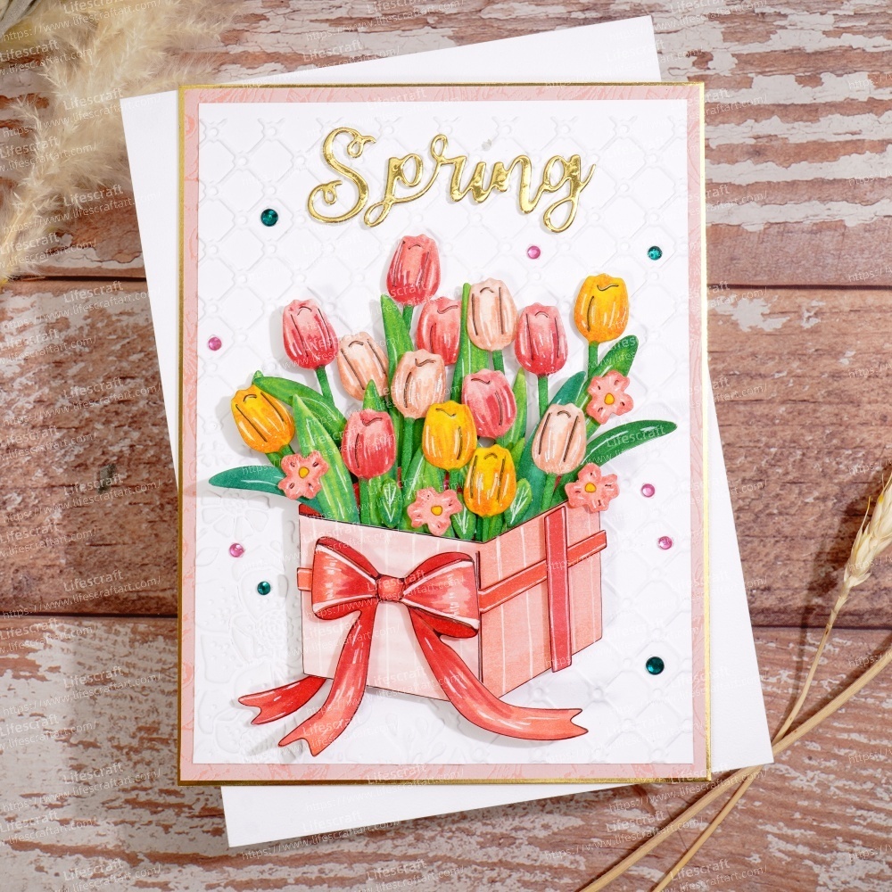 Lifescraft Spring Tulip Gift Box Metal Cutting Dies