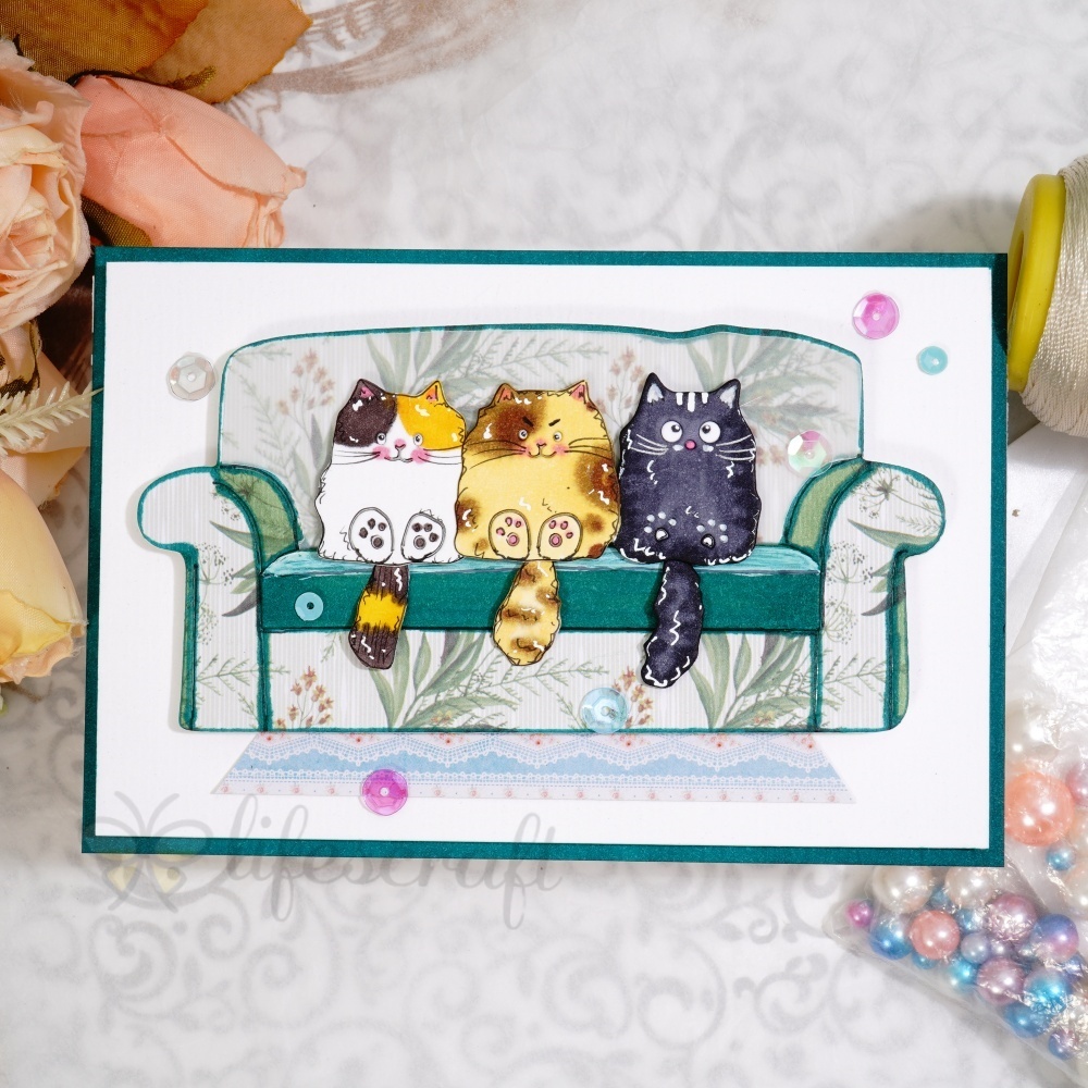 Lifescraft Cats on the Sofa Metal Cutting Dies