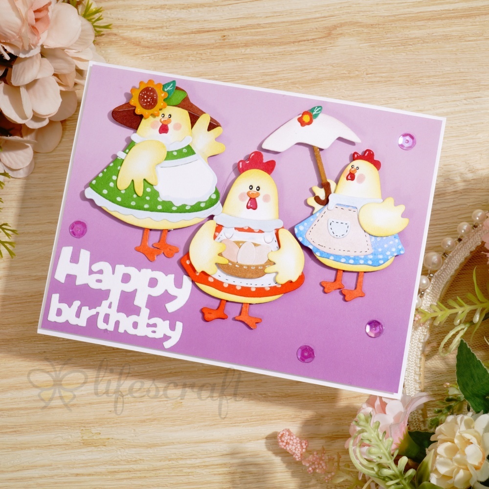 Lifescraft Hens Dancing for Birthday Metal Cutting Dies