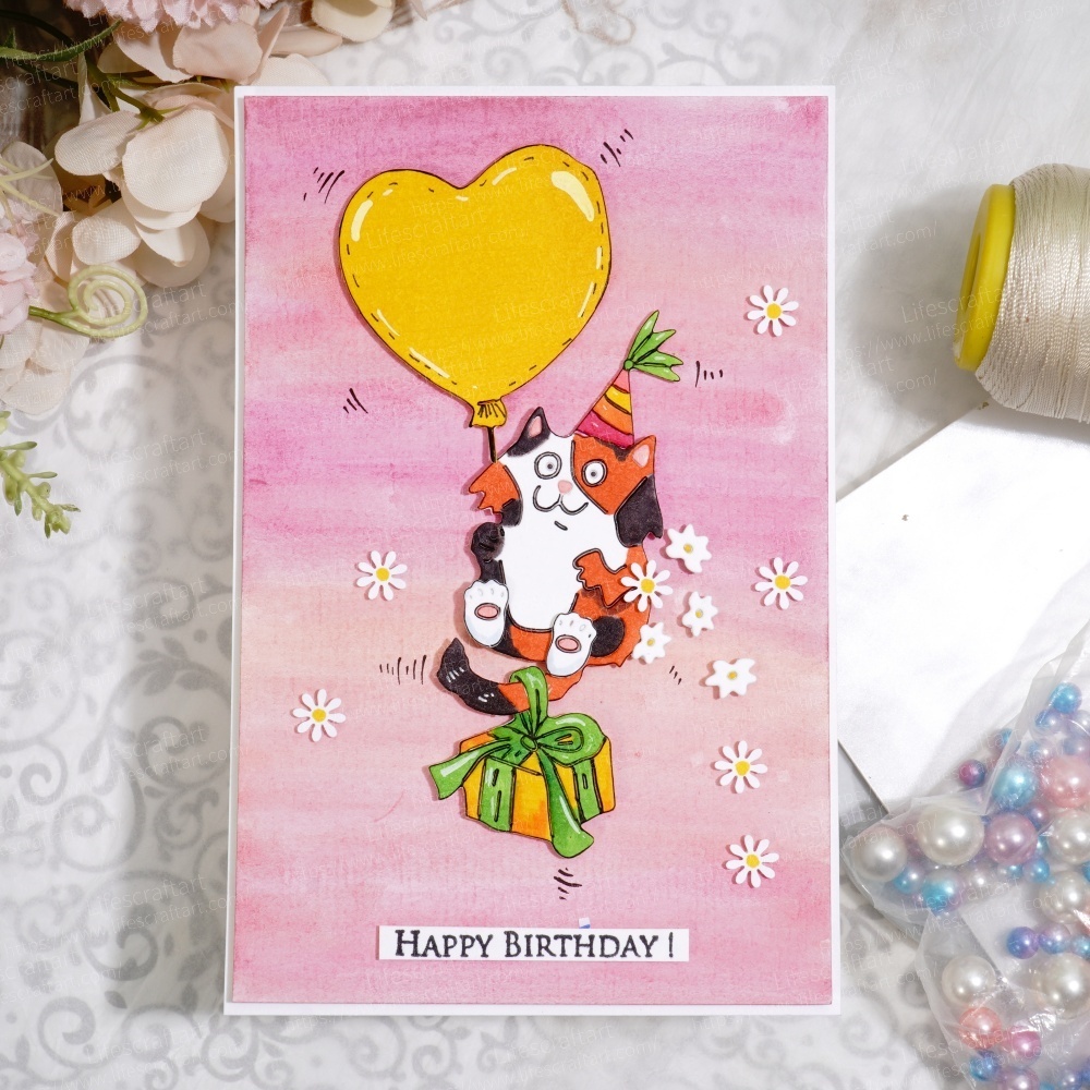 Lifescraft Cat Catch the Heart Balloon Metal Cutting Dies