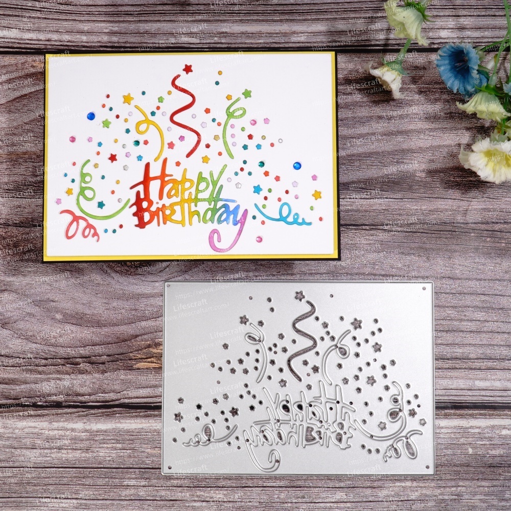Lifescraft Happy Birthday Ribbon Metal Cutting Dies