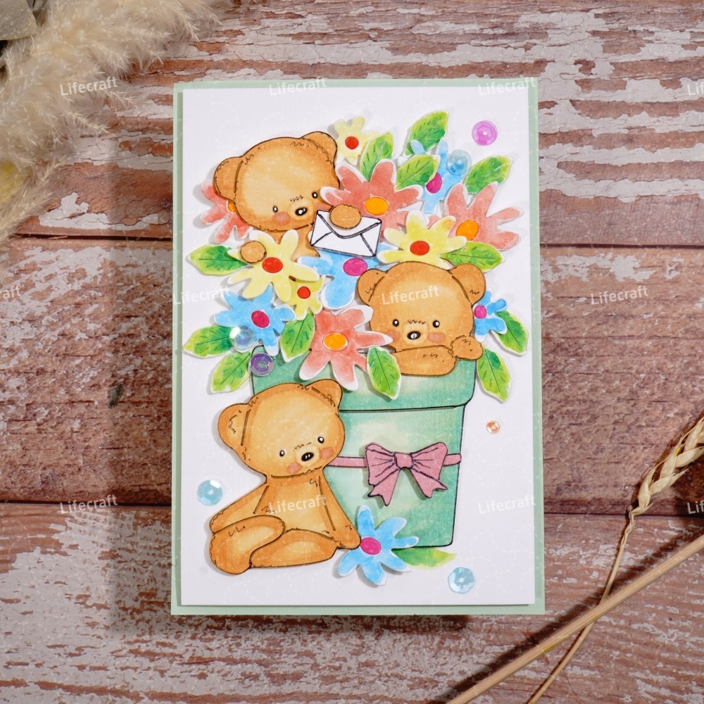 Lifescraft Bear in the Flowerpot Metal Cutting Dies