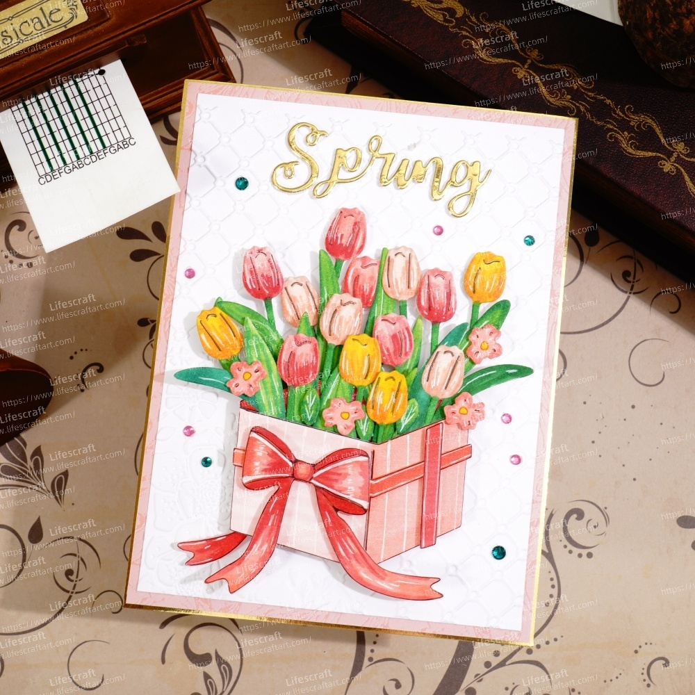 Lifescraft Spring Tulip Gift Box Metal Cutting Dies