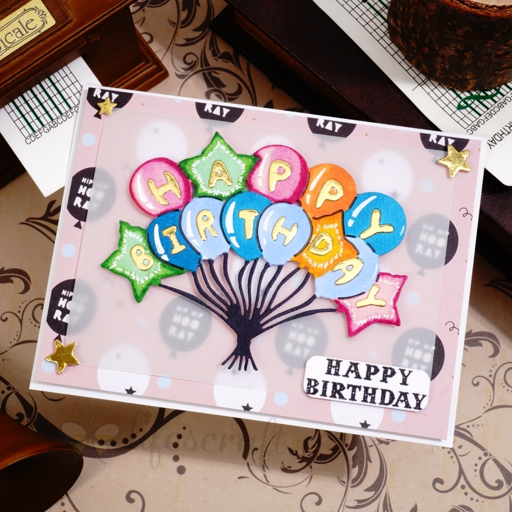 Lifescraft Happy Birthday Balloons Metal Cutting Dies