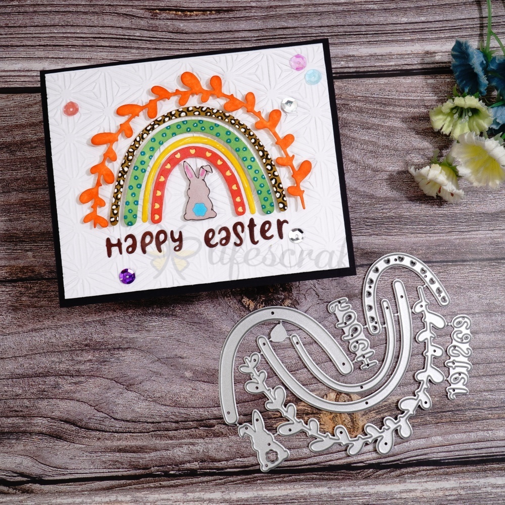 Lifescraft Happy Easter Rainbow Shape Metal Cutting Dies