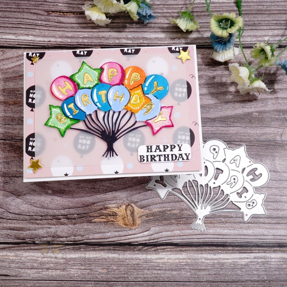 Lifescraft Happy Birthday Balloons Metal Cutting Dies