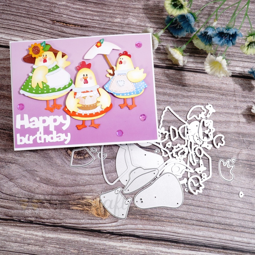 Lifescraft Hens Dancing for Birthday Metal Cutting Dies