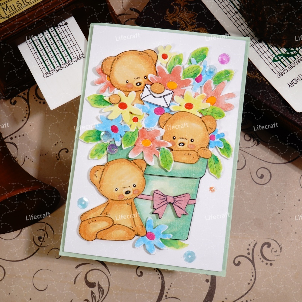 Lifescraft Bear in the Flowerpot Metal Cutting Dies