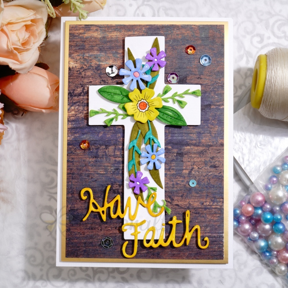 Lifescraft Multicolor Floral Cross Metal Cutting Dies