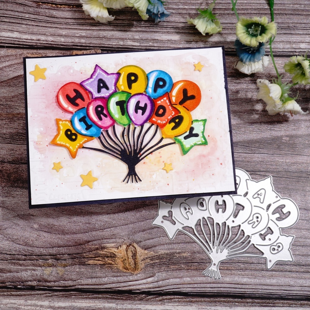 Lifescraft Happy Birthday Balloons Metal Cutting Dies