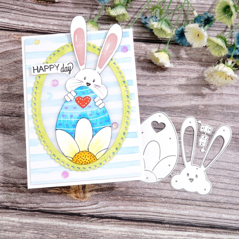 Lifescraft The Bunny Bites a Heart off the Egg Metal Cutting Dies
