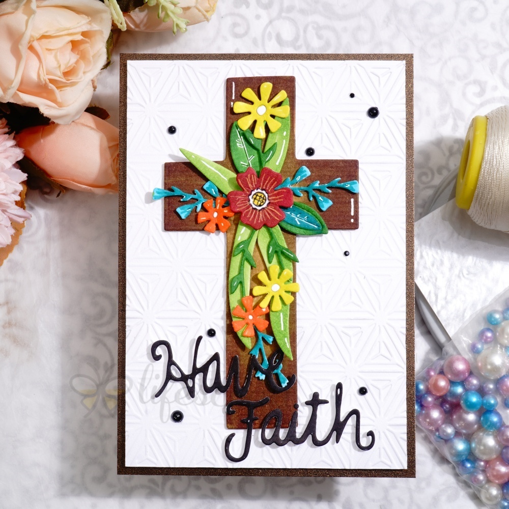 Lifescraft Multicolor Floral Cross Metal Cutting Dies