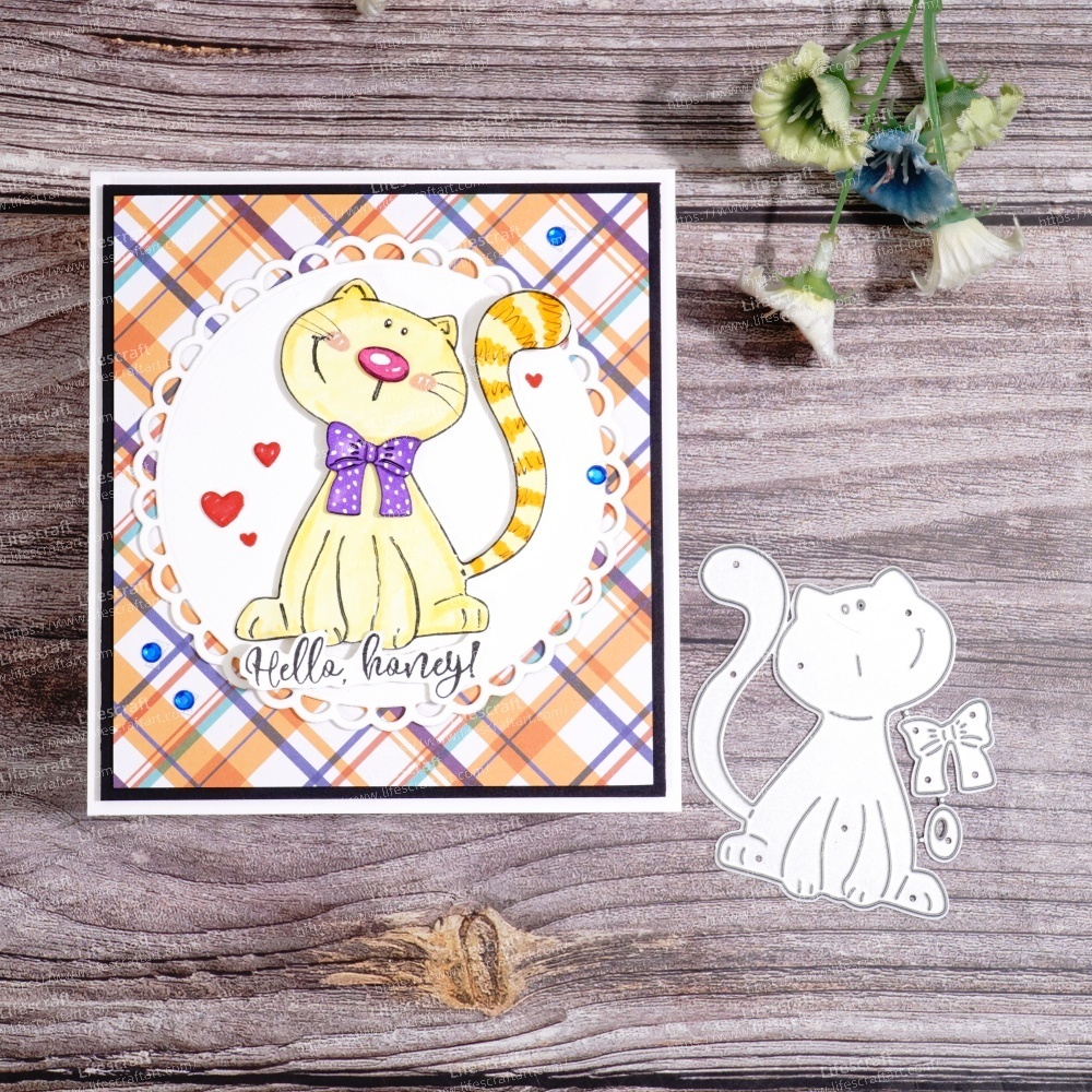 Lifescraft A Cute Cat Wear A Bow Metal Cutting Dies