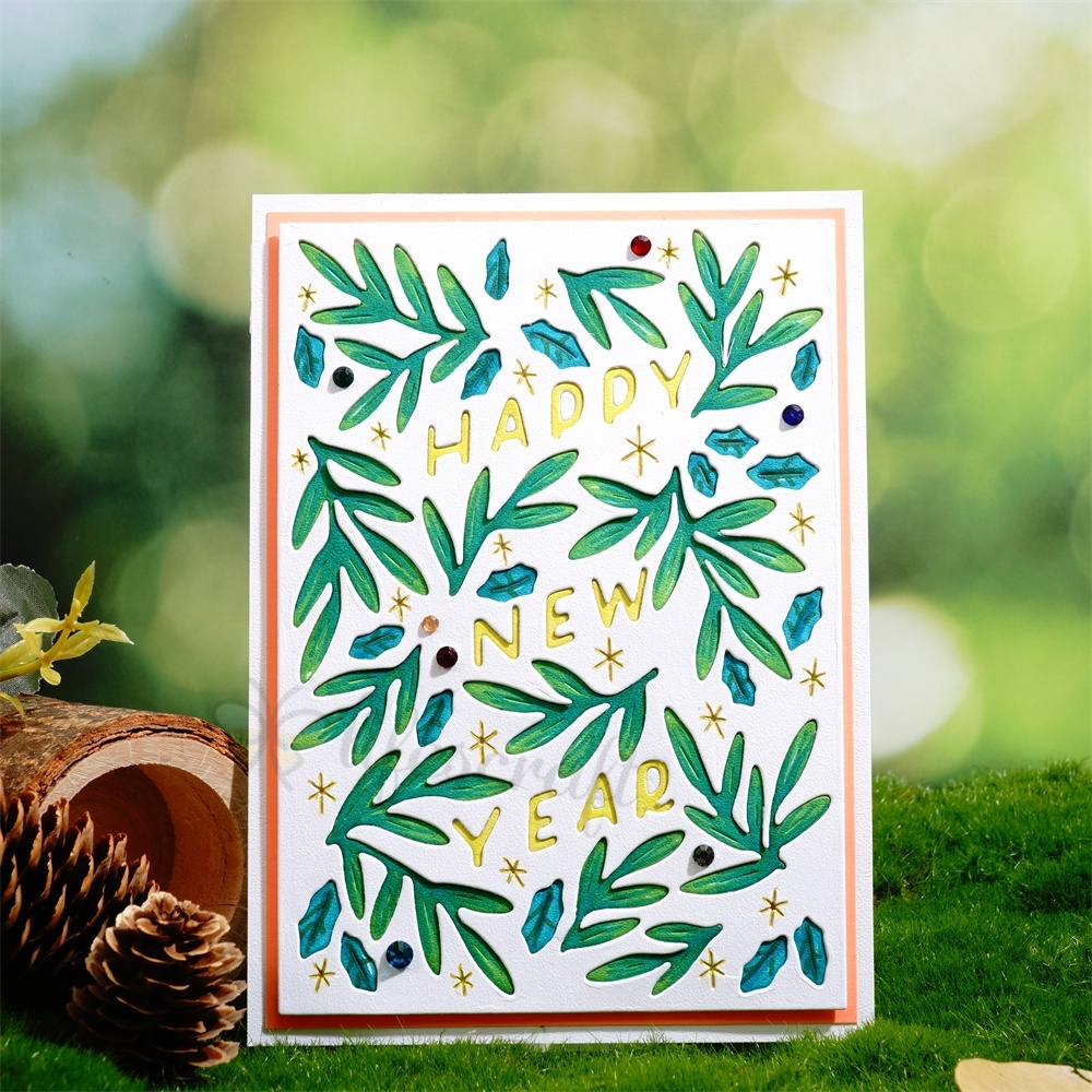 Lifescraft Happy New Year Leaves Metal Cutting Dies