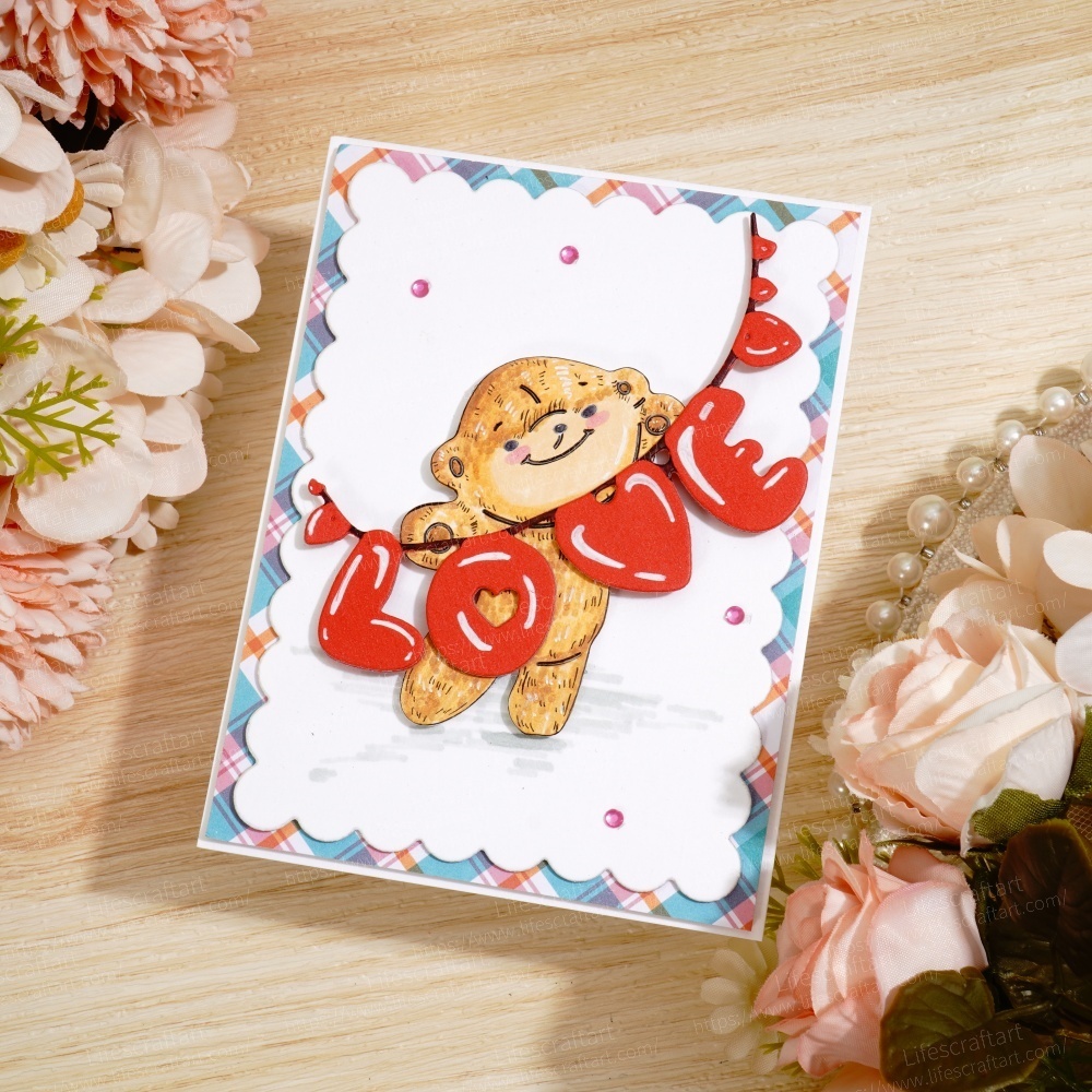 Lifescraft Bear Hanging the Love Word Metal Cutting Dies