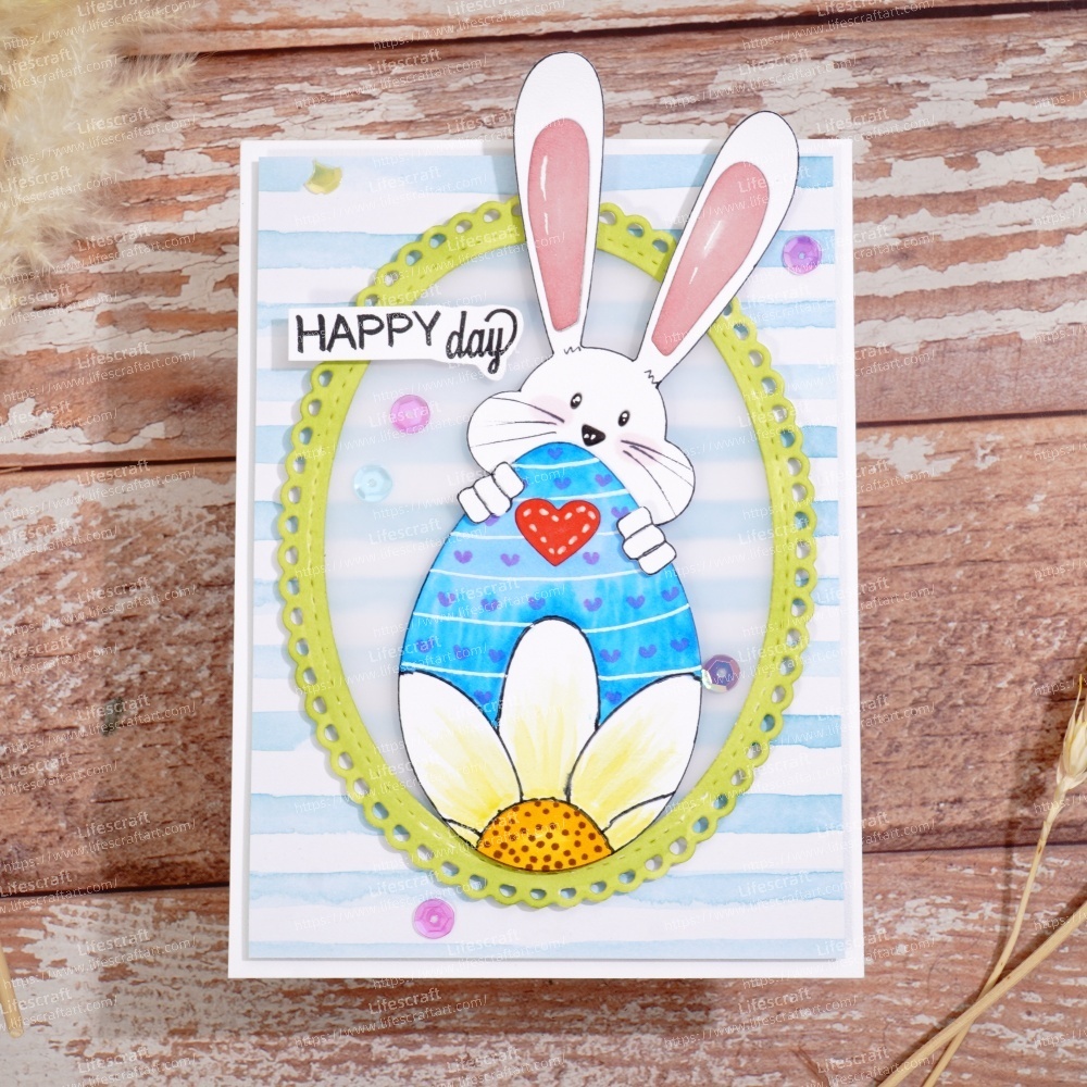 Lifescraft The Bunny Bites a Heart off the Egg Metal Cutting Dies