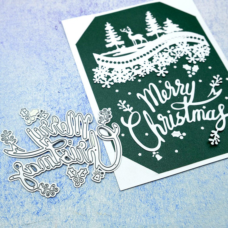 Merry Christmas with Mistletoe Words Dies - Inlovearts