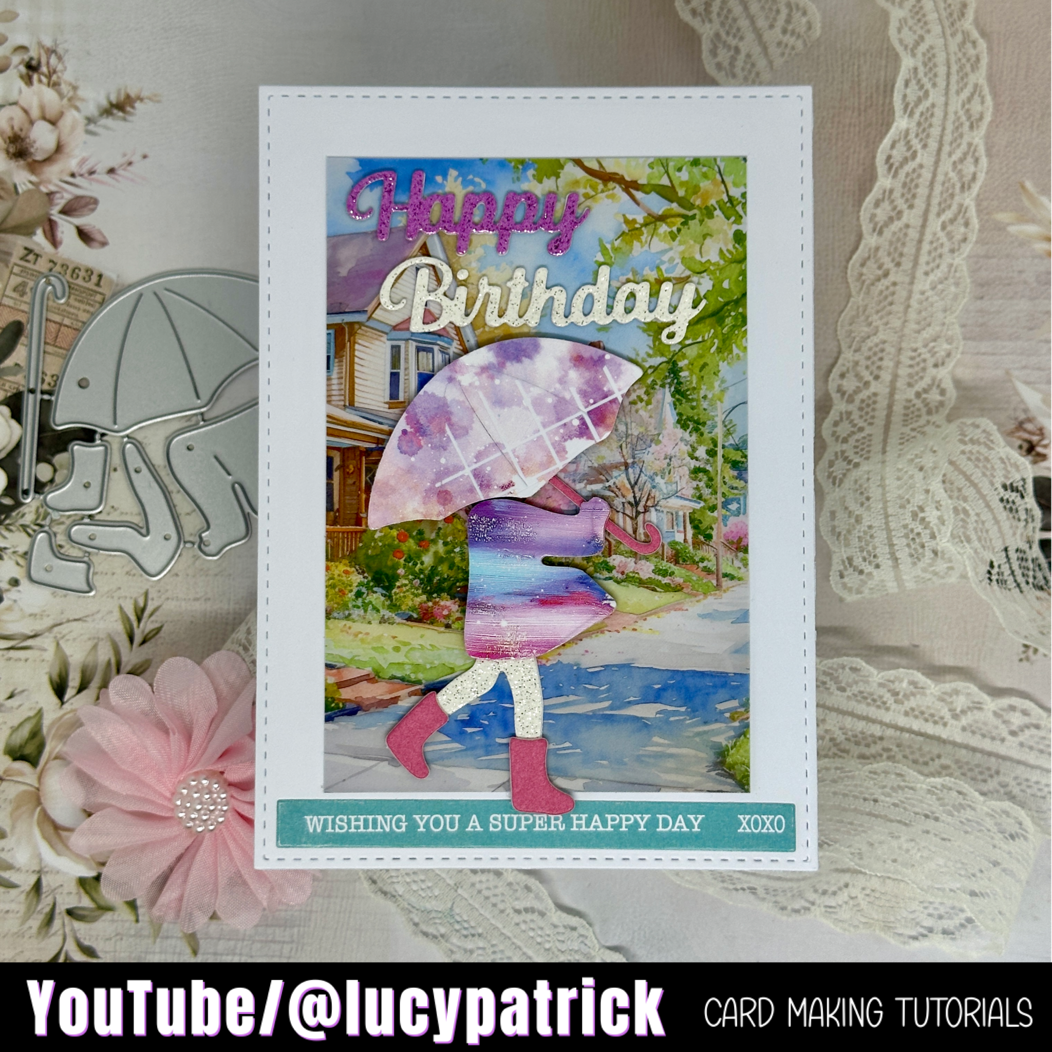 Lifescraft A Girl In a Rainy Day Metal Cutting Dies