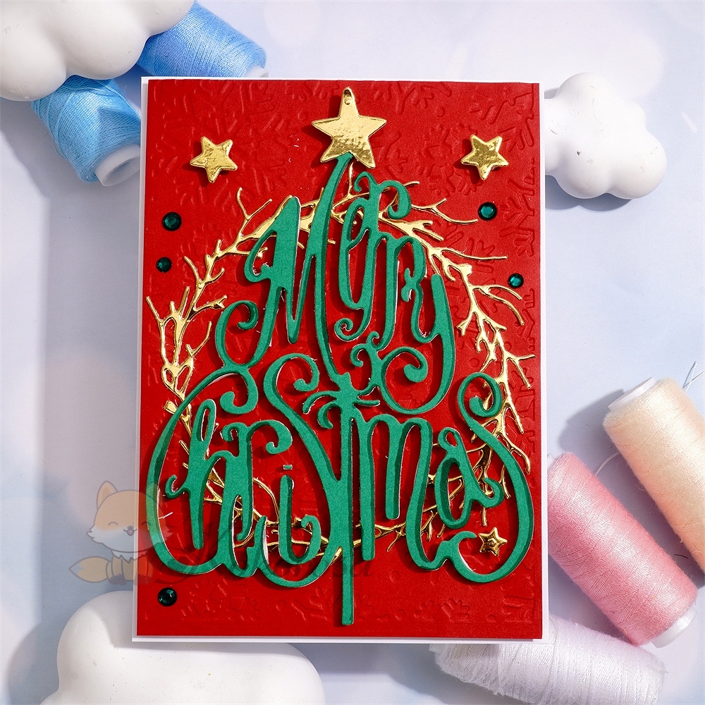 Lifescraft Merry Christmas Word Tree Metal Cutting Dies