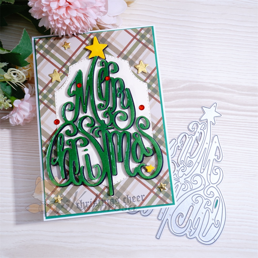 Lifescraft Merry Christmas Word Tree Metal Cutting Dies